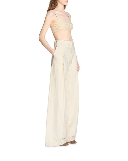 Dries Van Noten White Wide-Leg Cotton Trousers With Striped Pattern