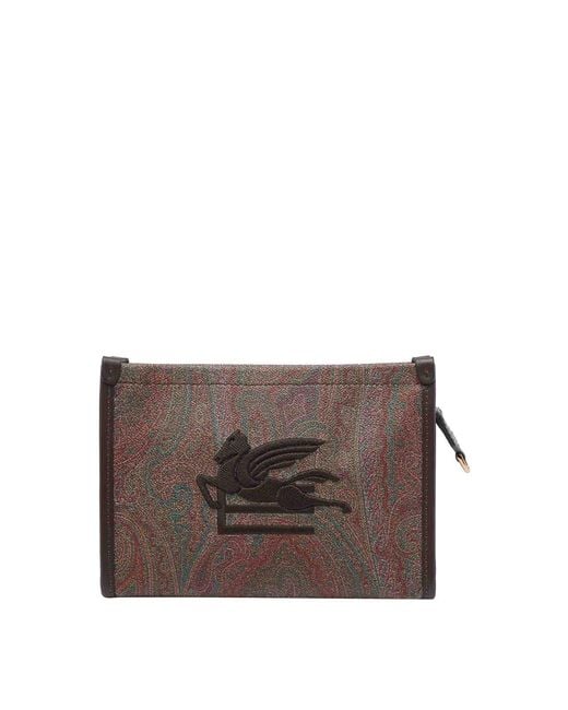 Etro Brown Pegaso Arnica Pouch