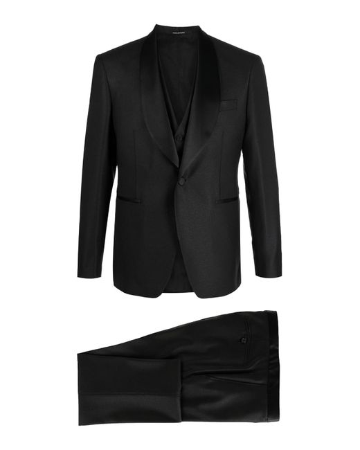 Tagliatore Black Single-Breasted Three-Piece Suit for men