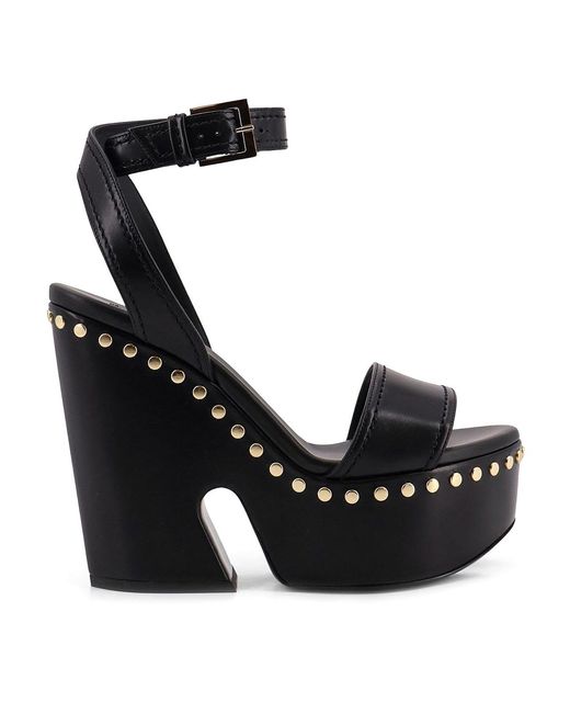 Givenchy Black Studded Leather Wedge Sandals