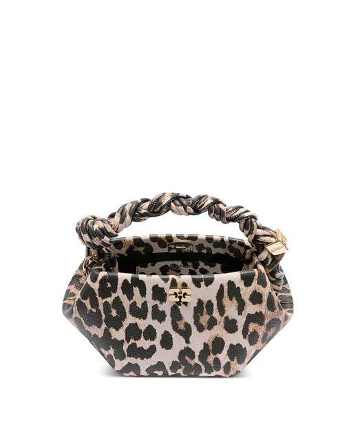 Ganni White Bou Mini Grained Printed Almond Milk