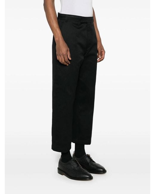 Thom Browne Black Mid-Rise Tapered Chinos for men