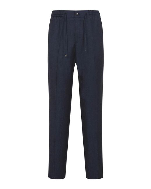 Etro Blue Wool And Linen Pants for men