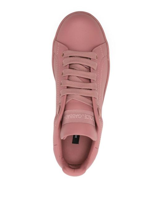 Dolce & Gabbana Pink Logo Patch Sneakers