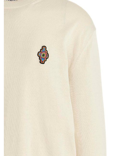 Marcelo Burlon White Sunset Cross Sweater With Front Logo for men