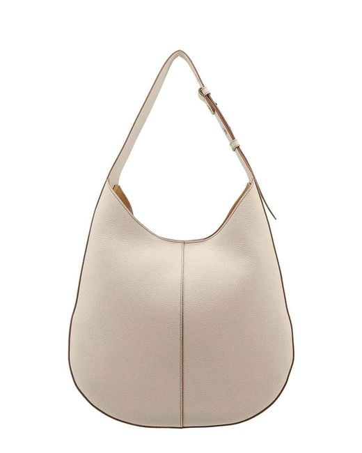 Tod's Natural Leather Shoulder Bag With Frontal Logo Patch