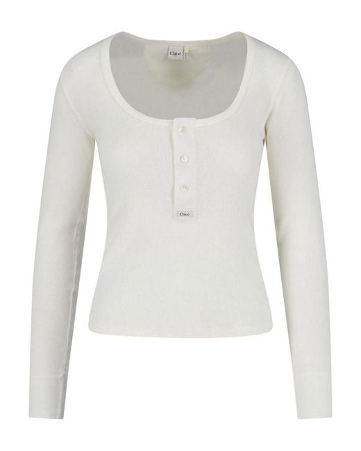 Chloé White Ribbed Sweater