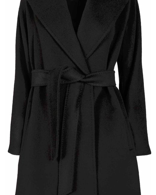 Max Mara Black Wool Dressing Gown Coat