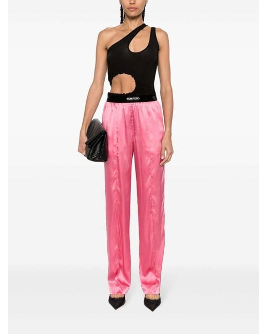 Tom Ford Pink Stretch Silk Satin Trousers