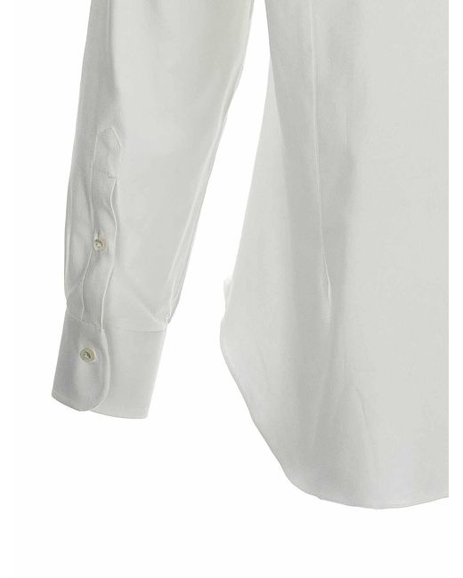 Barba Napoli White Cotton Shirt for men
