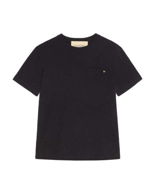 Valentino Garavani Black T-Shirt Jersey Vgold for men