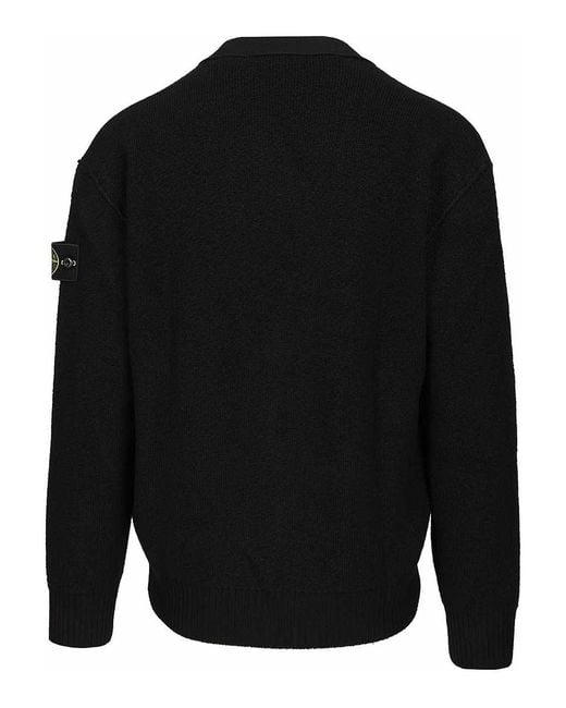 Stone Island Black V-Neck Cardigan for men