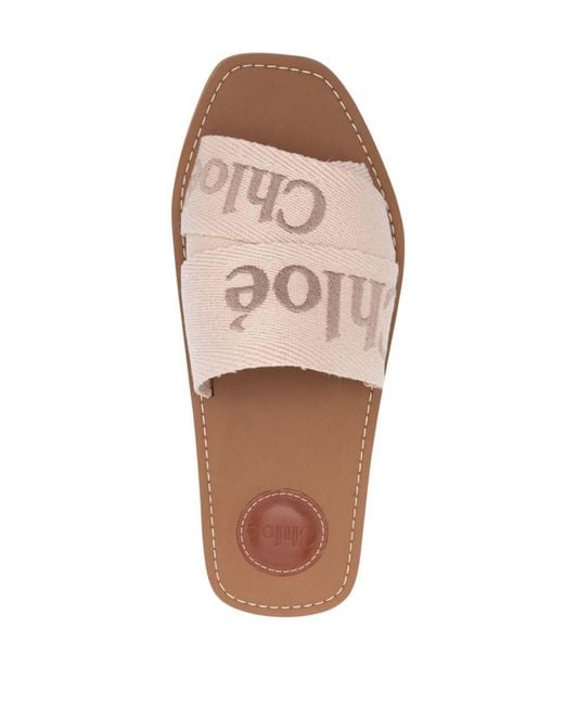 Chloé White Woody Flat Sandals