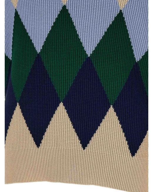 Ballantyne Blue Argyle Pattern Sweater for men