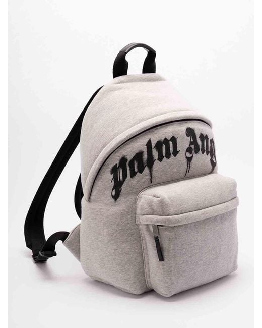 Palm Angels Gray 'Spray Curved Logo' Backpack for men