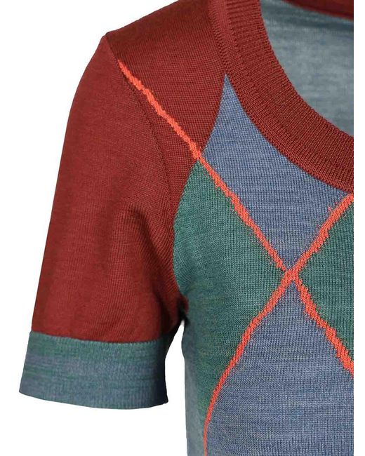 Vivienne Westwood Blue Argyle Wool And Cotton Sweater