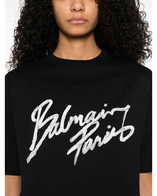 Balmain Black Logo Cotton T-Shirt
