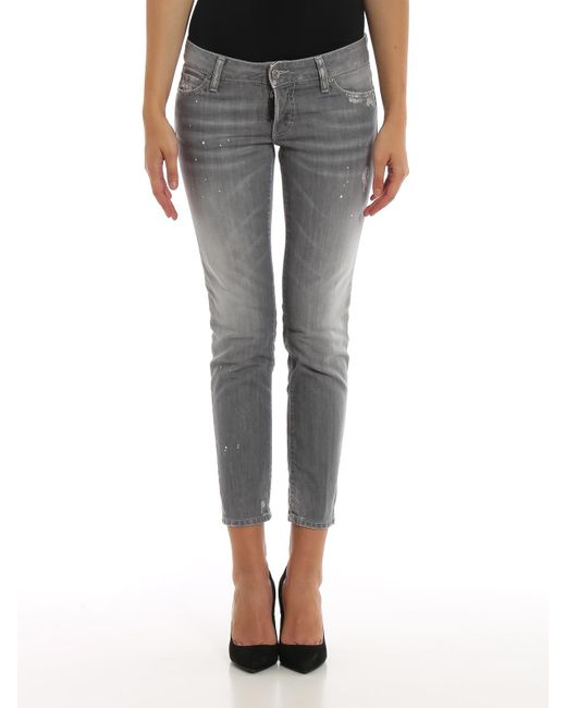 DSquared² Gray Jennifer Cropped Jeans