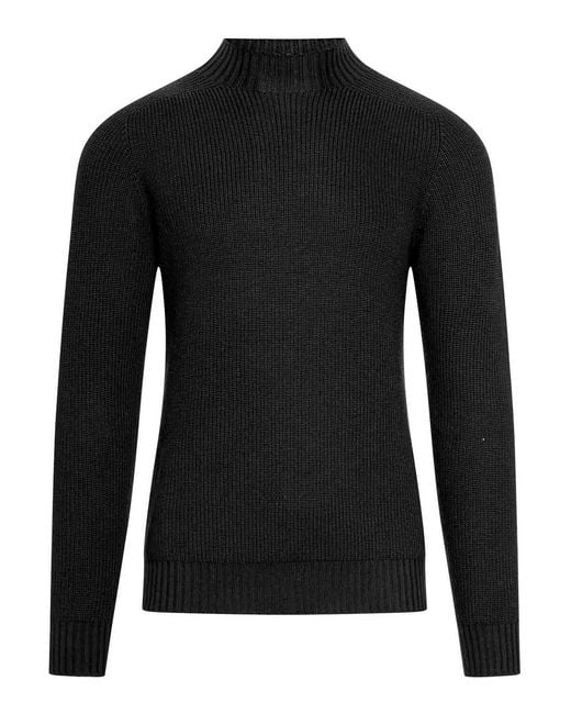 Nome Black Wool High Neck Sweater for men
