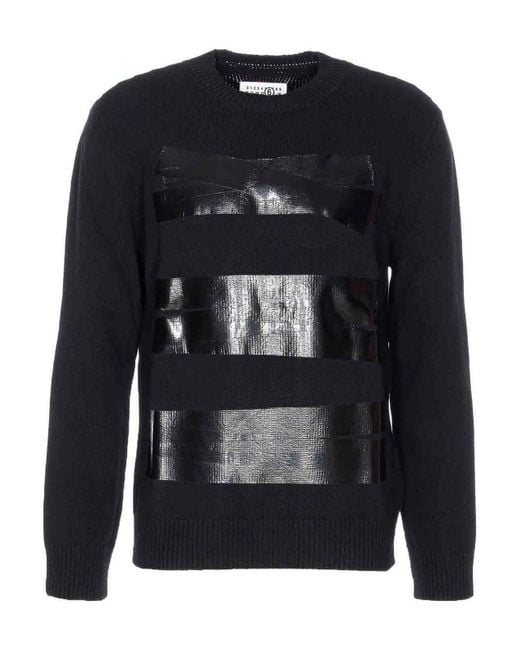 MM6 by Maison Martin Margiela Men's Black Taped Label Sweater