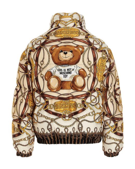Moschino Brown Teddy Logo Puffer Jacket