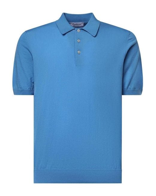 Giuliano Galiano Blue Cotton Polo for men