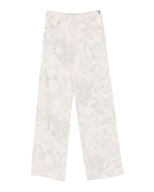 Forte_forte White Floral Printed 'My Pants' Trousers