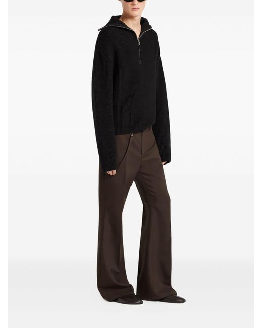 Courreges Black Zipped Wool Sweater