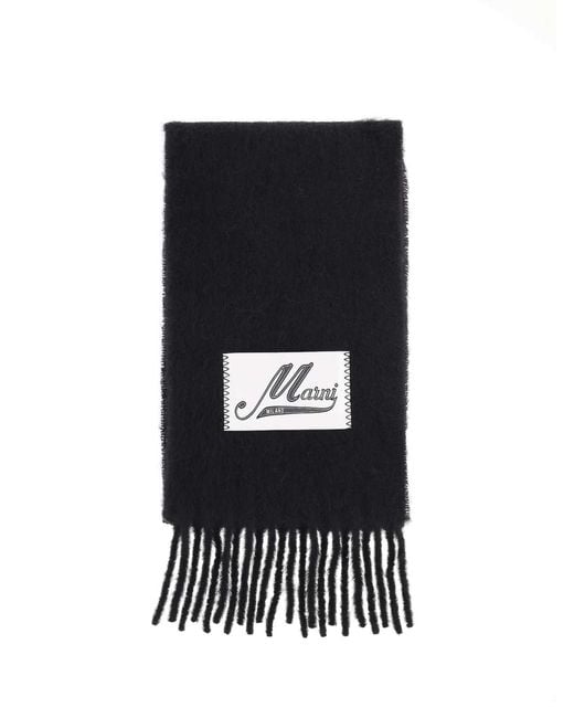 Marni Black Alpaca Blend Scarf