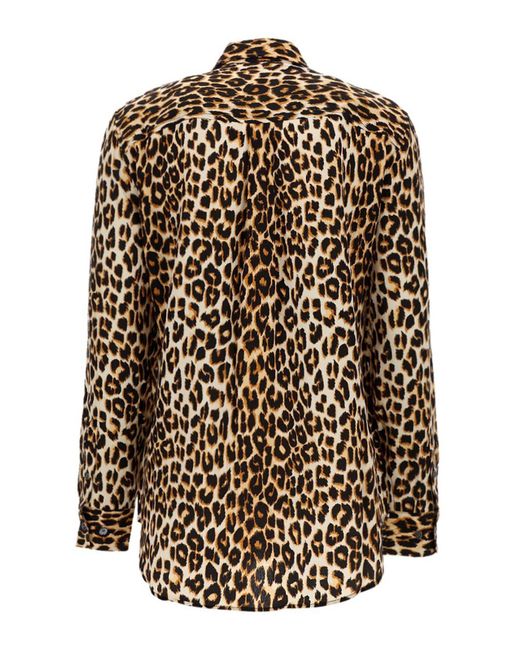 Equipment Black Leo Print Silk Shirt