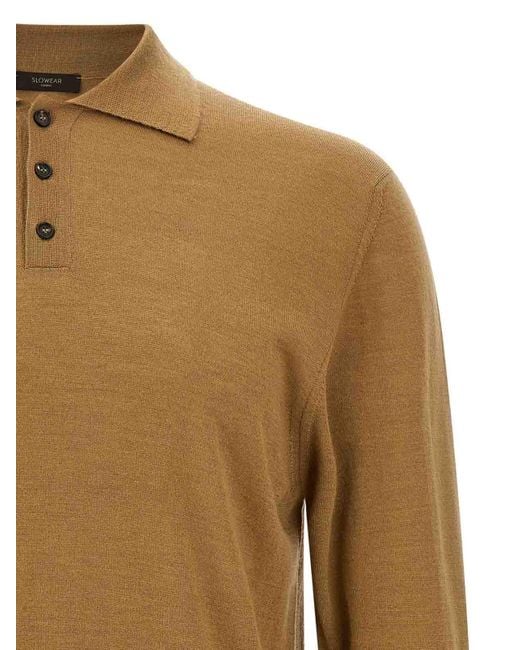 Zanone Brown Virgin Wool Polo Shirt for men