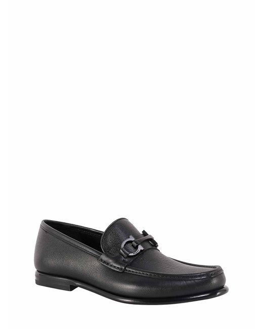 Ferragamo Crown Leather Loafer With Gancini Detail in Black for Men Lyst