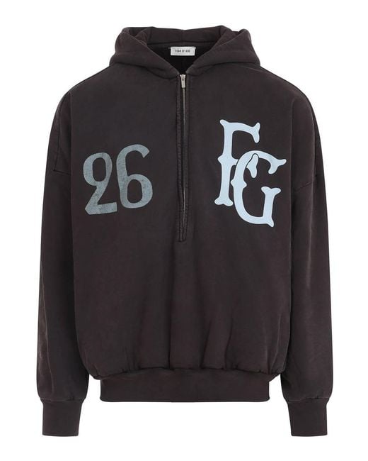 Fear Of God Black Baseball Club Hal Zip Hoodie for men