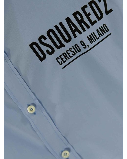DSquared² Blue Shirt With Logo Print for men