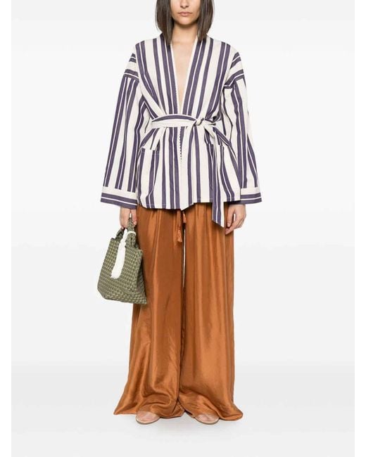 Forte_forte Brown Drawstring Silk Trousers