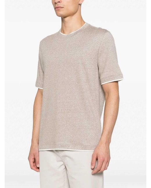 Brunello Cucinelli White T-Shirt With Faux-Layering for men