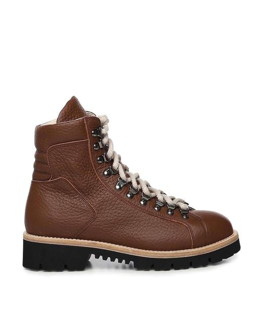 Eleventy Brown Leather Boots for men