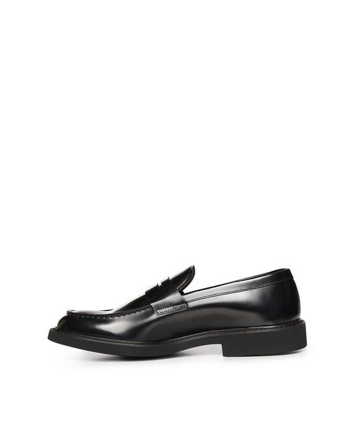 Doucal's Black Penny Leather Moccasin for men