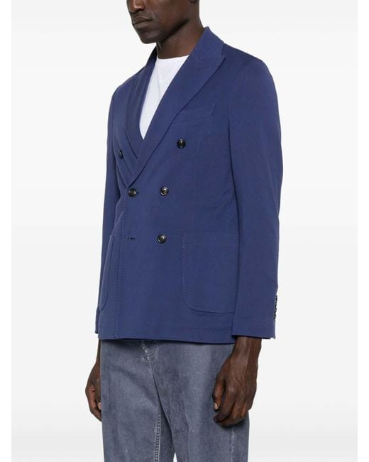Circolo 1901 Blue Cotton Double-Breasted Jacket for men