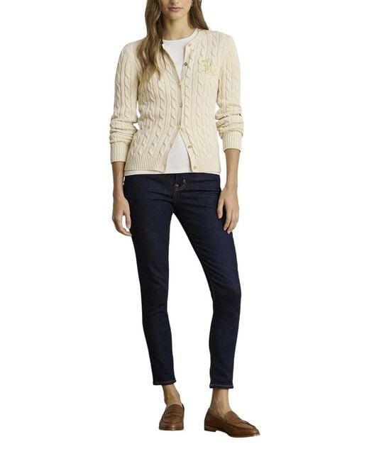 Ralph Lauren White Ralhan-Long Sleeve-Cardigan-Gassed Cotton