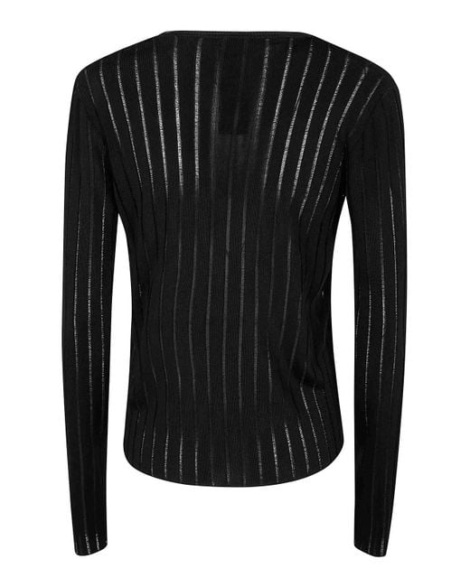 SAPIO Black Viscose Crepe De Chine V Neck Sweater