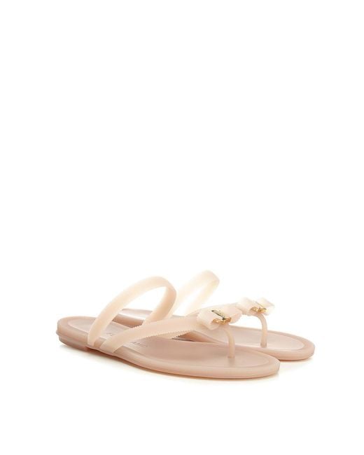 Ferragamo Natural Vara Flip-Flops With Jelly Bow