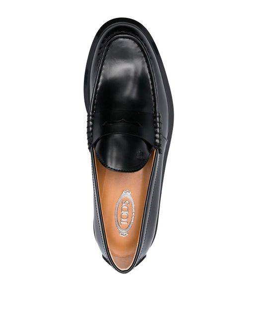 Tod's Black Penny Leather Loafers