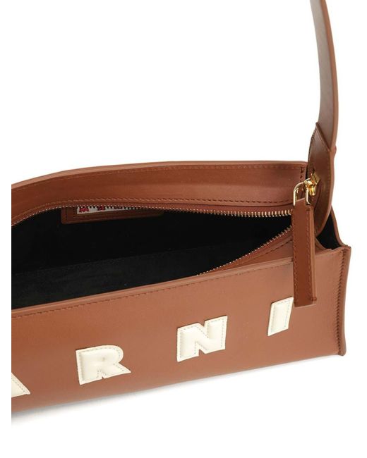 Marni Brown Leather Shoulder Bag