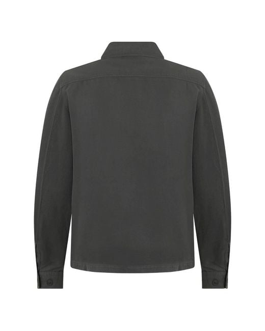 C P Company Gray Linen And Cotton Broken Twill Overshirt for men