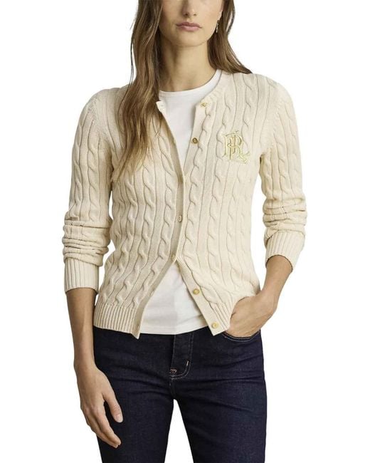 Ralph Lauren White Ralhan-Long Sleeve-Cardigan-Gassed Cotton