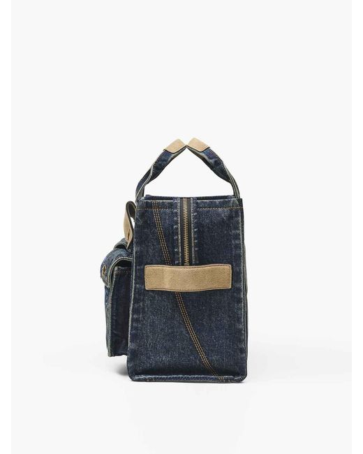 Marc Jacobs Blue The Medium Tote Denim Suede Pocket