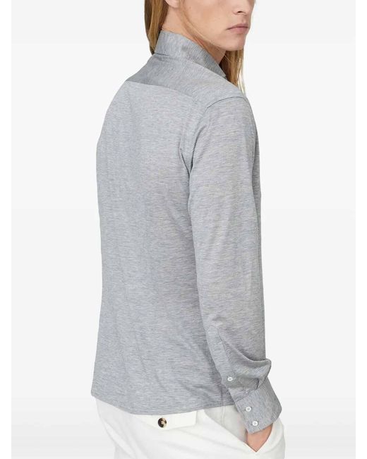Brunello Cucinelli Gray Silk And Cotton Jersey Shirt for men