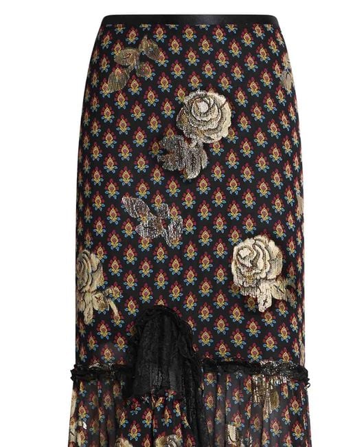 Etro Black Long Skirt With Ruffles