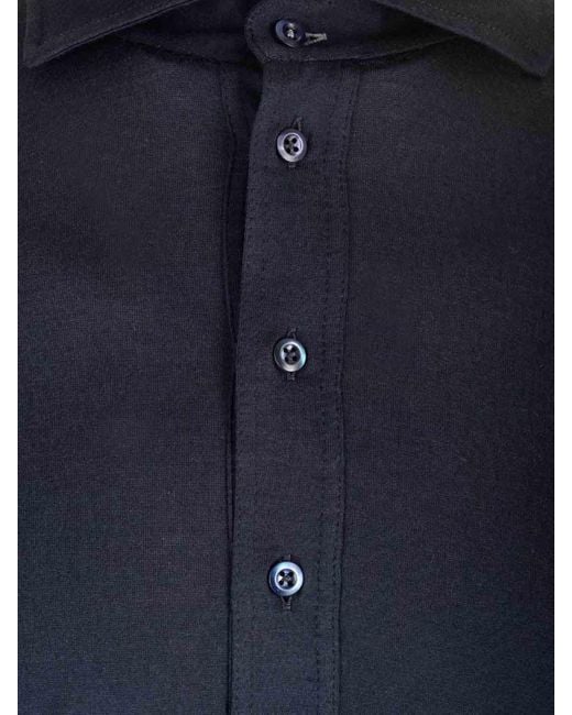 Brunello Cucinelli Blue Silk And Cotton Polo Shirt for men